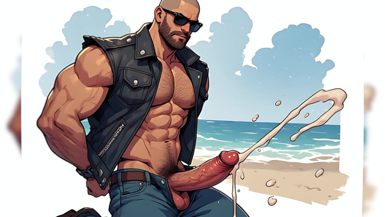 Erotic Man: Lelaki penunggang molek panas keluar zakar (ai)