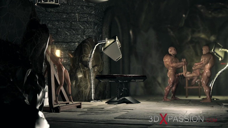 3dxpassion: Big cruel monsters fucks hard teenage girl in the dark...