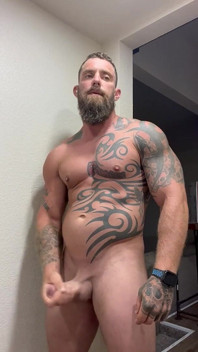 Tattooed Viking Flexes While Stroking for You