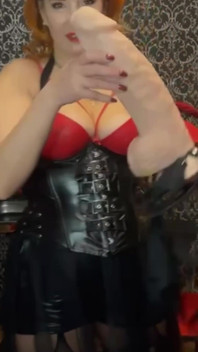 Mistress with Huge Dildo for Sissy Slave