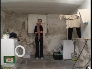 Lucky Cooch: Girl jerks off her horny friend in basement
