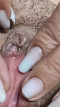Hairy Pussy Masturbation with Licking