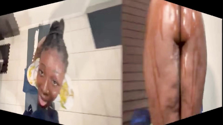 Black Monstercock Force: Fette, runde Ebenholz-Gesäße schwingen auf einer BBC