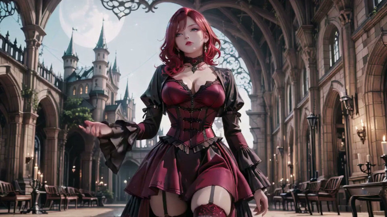 Seraphina Vale: Redhead Gothic Muse: Encounter in the Dark Cemetery.