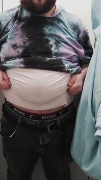 Fat Bear Jerks off on Toilet and Licks up His Cum