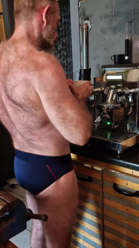 Muscle Bear Has Coffee