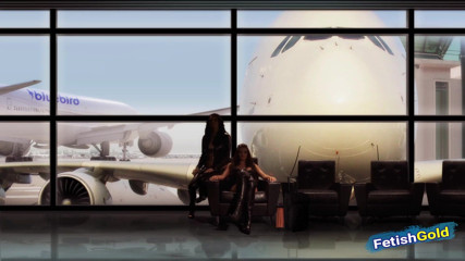 Big Boobs at Play: Two busty stewardesses have naughty lesbian fun in the airplane