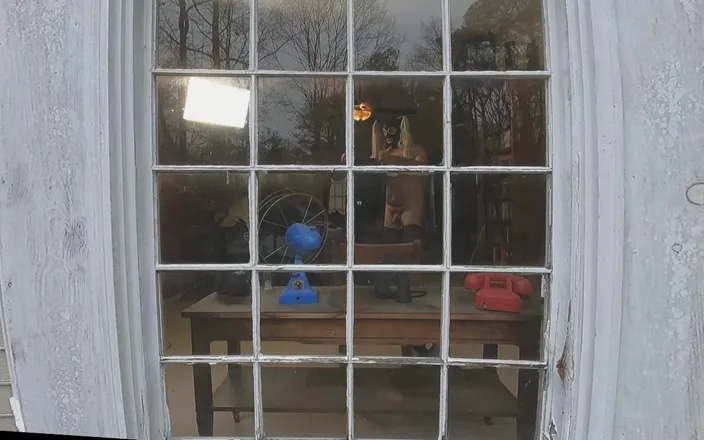 Jon Screcrow: Jon Scarecrow Peeping Tom View of Photoshoot Open Window Masturbation