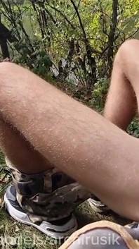 A Random Man Poured a Lot of Cum! a Military Guy Jerked off in Public and Poured Cum on Me