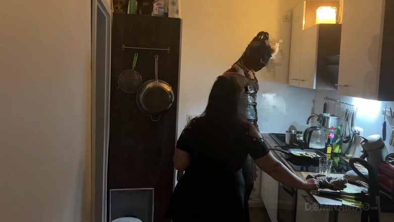 LadyPam: Dominant MILF Stretches Latex Sub's Ass Wide in Kitchen