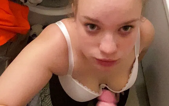 Bootyass Girl: Risky quick blowjob in the bathroom when my stepmom was...