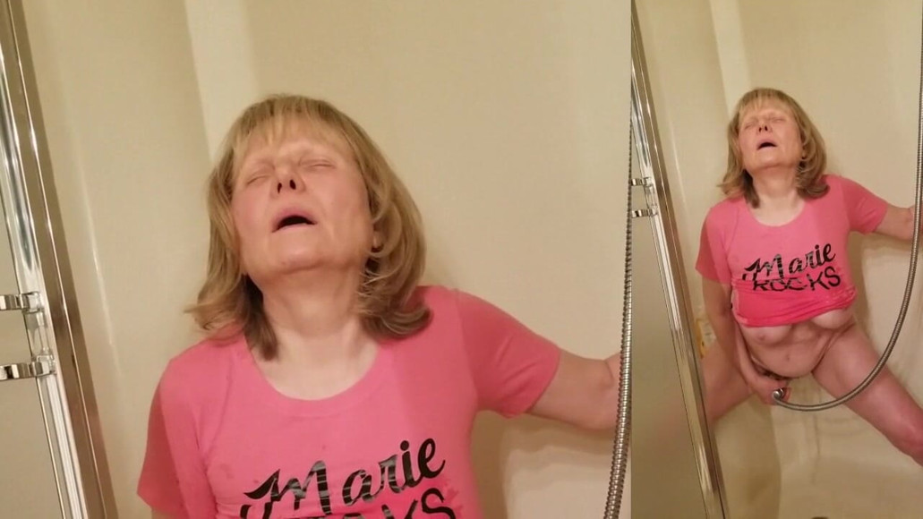 MarieRocks: Horny grandma is 66 and still rockin' the shower