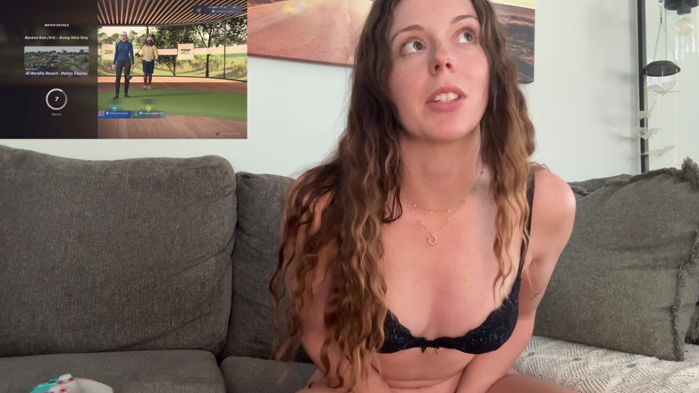 Nadia Foxx: Gaming Pga2k While Trying Not to Cum!!