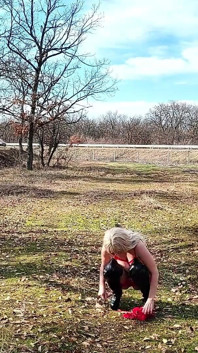 Little Whore Strips off Her Red Bodysuit on the Highway Part 1