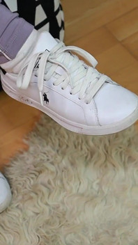 Lavender Leggings, Worn White Socks & Sneakers - Foot Tease & Shoeplay