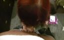 Femdom Sex: Redhead giving sloppy blowjob