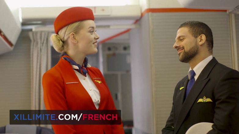 French girls at work: Steamy Layover with the Cabin Crew