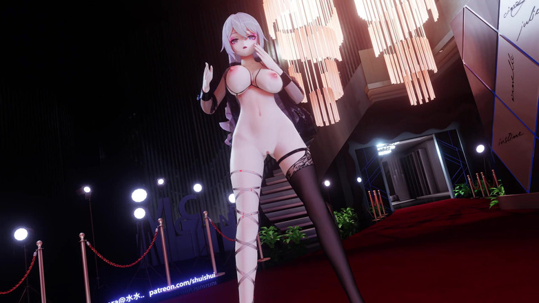 MikuMotion: [mmd]hot Pink pembalut kaki tunggal sutera hitam