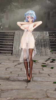 [mmd]miku-Apabila corak succubus sutera hitam cheongsam lutsinar payudara besar bergetar dan vagina terdedah
