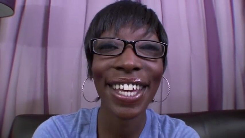 Nikky Thorne's Teen Club: Ebony chick with small tits drains hard cock at casting