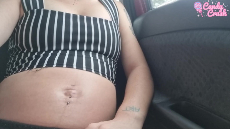 Candy Kush: Pregnant Teen Slut Showing off in the Uber
