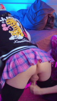 Girl and femboy femdom handjob