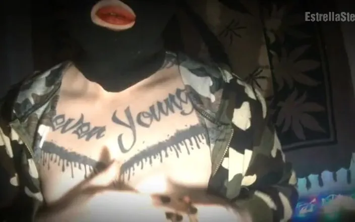 Estrella Steam: Girl with a Mask Touches Her Tits and Smokes