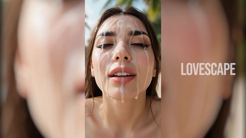 Lovescape: Brunetă sexy mare și frumoasă face sex în trei pe plajă: dublu...