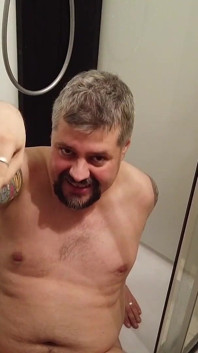 Blonde Chubby Babe Pisses in the Shower Guy in Mouth