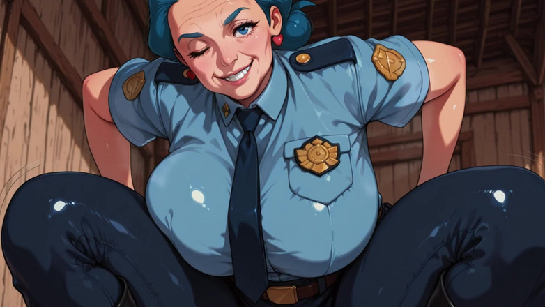 AI Porn: 青髪愛ファンアート警察官