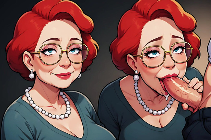 AI Porn: Lois MILF Redheads Sucking Cock (ai)