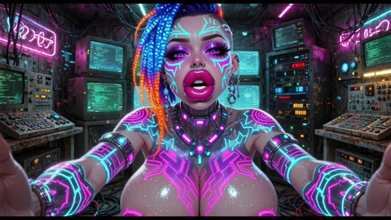 Hot girl dancing: Cyberpunk Style Women Bouncing Boobs, Ai Animation