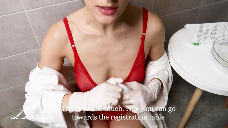 Lanreta: Handjob in surgical gloves with cumplay and pussy rubbing