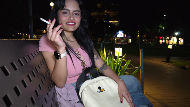 Cxlila: Amateur Public Pickup: Latina Fan with Pornhub Backpack Gives Deepthroat...