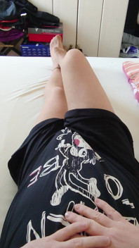 Nylonjunge in the Nightgown and Tights in Bed