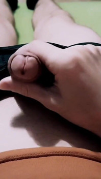 Guy in Boxers Jerking off His Sweet Cock