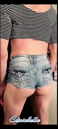 Cdmichell Wearing Crop Top & Booty Shorts with Cock Hanging Out of My Pocket K Hangin