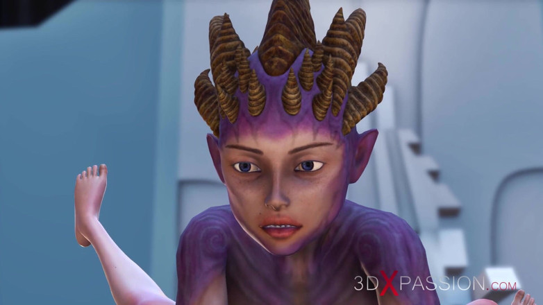 3dxpassion: ハゲ頭の奴隷の女の子は、太陽系外惑星の洞窟で地獄の王女に犯された
