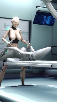 Heißer sex! Sci-fi-Android fickt einen alien im operationsraum der raumstation hart