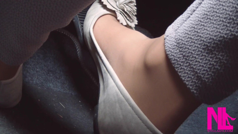 Nyllady: Soft Revving and Delicate Pedal Pumping in Beige Flats on...