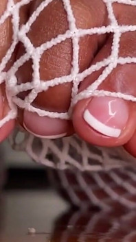 Pink foxx pedicure piedi in calze a rete