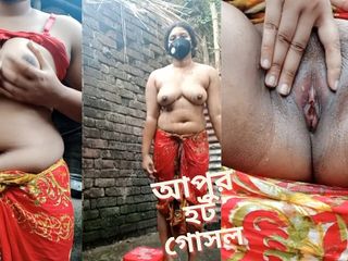 Modern Beauty: 我的继妹拍摄她的洗澡视频。美丽的孟加拉国女孩大胸部成熟淋浴与全裸