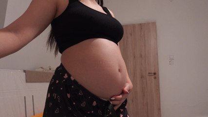 AmayaMori: My Pregnant Wife Masturbates in the Bathroom in White Panties