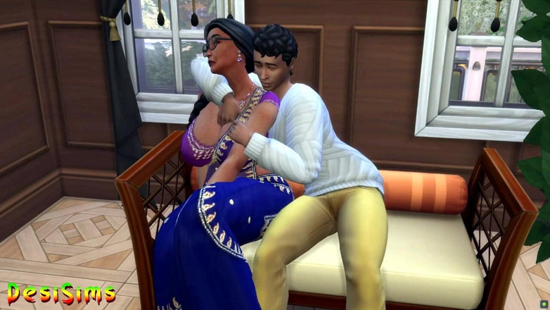 Desi Sims: अंग्रेज संस्करण - देसी मल्लू साड़ी वाली आंटी लड़के के साथ धोखा कर रही है - Wickedwhims