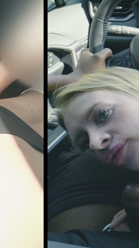 Nikki tiene enormes tetas y chupa la gran polla en el coche