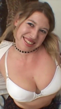 Blonde Naked Teen Kneels Down for a Handjob, Blowjob Session with Big Dick