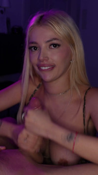 Latina Gatitta Veve Jerks off Xander's Dick with Her Big Tits!