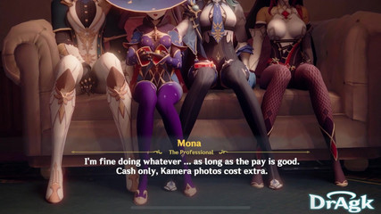 DrAgk: Оргия с Mond, Mona Jean Eula трахается в мотеле Genshin Impact, 3D порно гэнгбэнг