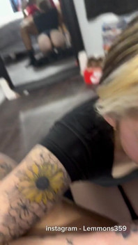 Sexy Blonde Slut Sucking Dick in the Mirror