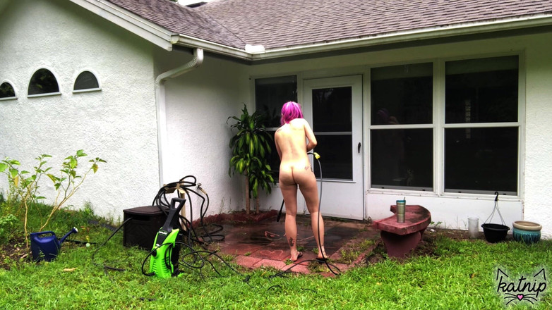 kactus kutie: Power lavando mi porche desnudo